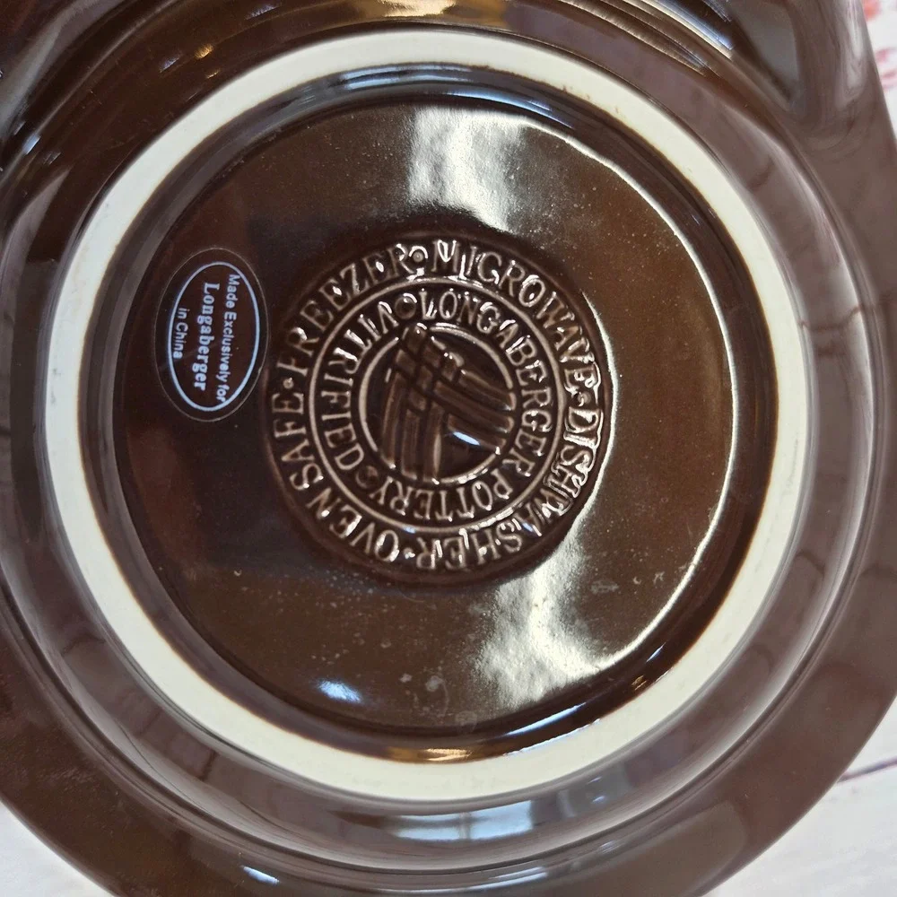Longaberger Soup and Sandwich Set Brown Excellent Vitrified Pottery